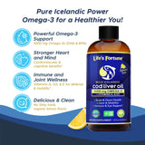Life's Fortune Pure Icelandic Cod Liver Oil Liquid, Organic Lemon Flavor