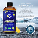 Life's Fortune Pure Icelandic Cod Liver Oil Liquid, Organic Lemon Flavor