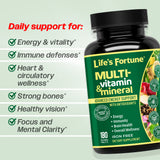 Life's Fortune Whole Food Multivitamin & Mineral, Advanced Energy Support Supplement, Tablets